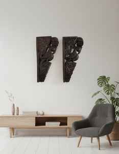 Soportes de pared de madera artesanales con forma de pavo real |   Consolas Rectangulares Tradicionales Indias Vintage |   Decoración de Pared de Uttarakhand - Product Image 3