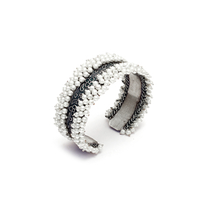 Nouveauté : Bracelet Ghunghru en argent oxydé antique pour femme, design en laiton, diamants et perles, bijoux ethniques pour mariage et fête - Product Image 5