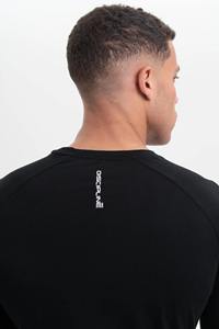 <b>Mens</b> Black Graphic Long Sleeve T Shirt Printed Letter Design <b>Stretch</b> Fit Breathable Casual Gym Activewear - Product Image 3