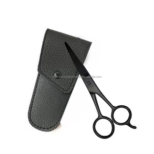 Ensemble de ciseaux à barbe professionnels de 5,5 pouces en acier inoxydable noir, ciseaux de barbier avec étui en cuir OEM ODM INSTRONIX SURGICAL - Product Image 2