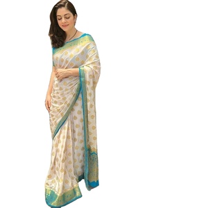 ขอแนะนำ Saree/indo-Western ที่มีการปักลายแบบดิจิตอลน้ำหนักเบาผ้าที่มีชิ้นเสื้อ - Product Image 1