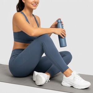 Leggings Deportivos de Cintura Alta, Color Sólido, Sin Costuras, Elásticos, Transpirables, de Punto, Spandex y Nailon, Ropa Deportiva para Mujer - Product Image 3