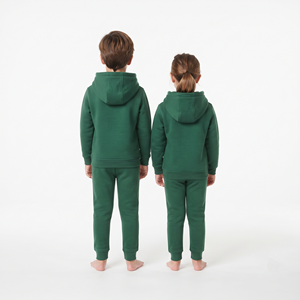 Conjunto Deportivo Informal con Capucha para Niños, Sudadera con Cierre de Media Cremallera y Pantalones Deportivos, Color Verde Sólido, Tendencia Diaria - Product Image 6