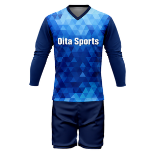 ชุดวอลเลย์บอลสีน้ำเงินรอยัลสำหรับผู้ชาย แบบซับลิเมชั่น เสื้อแขนยาวและกางเกงขาสั้น ผ้าโพลีเอสเตอร์น้ำหนักเบา สำหรับฝึกซ้อมทีมกีฬา - Product Image 2