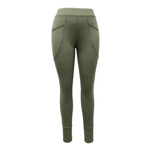 Leggings en tricot marron uni pour femmes, taille mi-haute, longueur complète, basiques, confortables pour tous les jours - Product Image 3