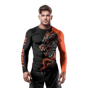เสื้อแรชการ์ดแบบสั่งทำ OEM สำหรับทุกเพศ ป้องกันรังสียูวี UPF 50  แบบซับลิเมชั่น กระชับรูปร่าง ผลิตจากโพลีเอสเตอร์ สำหรับออกกำลังกาย ขายส่ง OEM - Product Image 2
