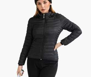 Hooded Puffer Jacket Women <b>Slim</b> Fit Zipper Closure Casual Windproof Autumn Polyester Wadding Thin Lightweight <b>Coat</b> - Product Image 2