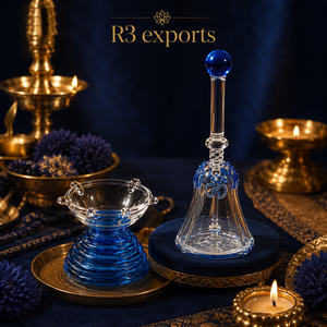 Juego de Regalo Devocional con Campana de Vidrio Redonda Hecha a Mano y Lámpara de Aceite Diya R3BD01 - Product Image 4