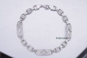 Bracelet chaîne en moissanite plaqué rhodium argenté, bijoux élégants et luxueux pour femmes, disponible au prix de gros. - Product Image 2