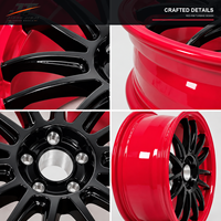 Jantes forgées multi-rayons noir brillant + liseré rouge concave 18-22 pouces 5x108 5x112 5x120 6061-T6 pour BMW Audi Mercedes-Benz