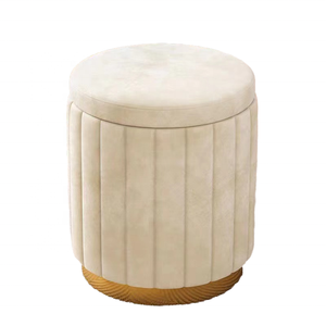 Pouf rond moderne en velours rose tressé à la main avec rangement intégré pour salon et chambre - Product Image 2