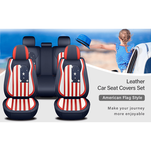 GXT M2 Waterproof <b>Leather</b> <b>Car</b> <b>Seat</b> <b>Covers</b>-Patriotic American Flag Design Front & Rear Set - Product Image 5