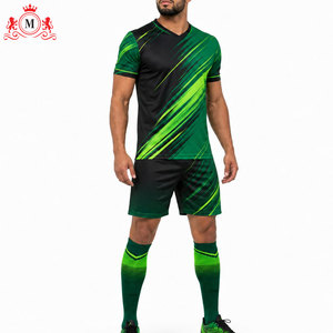 ชุดเสื้อฟุตบอลสีเขียวดำแบบซับลิเมชั่นพร้อมกางเกงขาสั้น ชุดยูนิฟอร์มฟุตบอลสำหรับผู้ใหญ่ ผ้าโพลีเอสเตอร์ระบายอากาศ ตรวจจับรอยตะเข็บ - Product Image 3