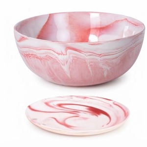 Wholesale Handmade <b>Pink</b> Marble Look Resin <b>Bowl</b> Modern Luxury Resin Fruit <b>Bowl</b> and Trinket Dish for Wedding & Modern Home Decor - Product Image 5