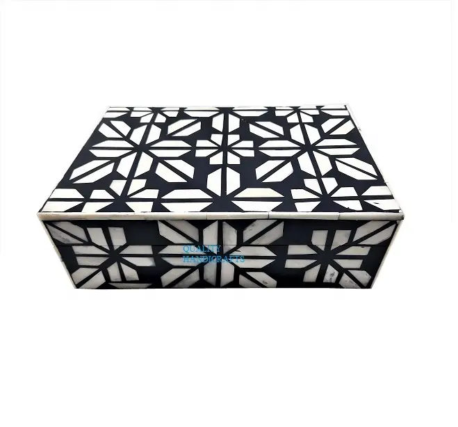 Decorative Bone Inlay Box Handmade Jewelry Organizer Box with Lid Keepsake Box for Home Decor Jewelry Accessories Collectibles