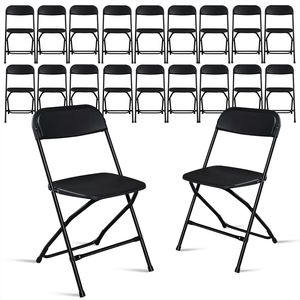 Chaise pliante classique en plastique, lot de 10, noire, moulée par injection, pour jardin - Product Image 4