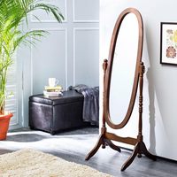 Classic Traditional Decorative Wooden Cheval Floor Mirror Freestanding Oval Dressing Mirror Adjustable Full Length Solid Wood
