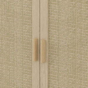 Gabinete de ratán duradero de 2 puertas con patas de madera maciza y estantes ajustables para sala de estar - Product Image 5