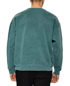 Sweat-shirt col rond de luxe 360 g/m² pour homme, style vintage délavé à l'acide, épais et chaud, 100 % coton, poches kangourou, respirant pour l'hiver - Product Image 5