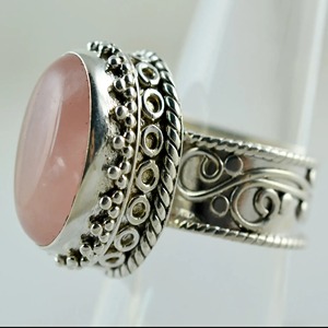 Rose <b>Quartz</b> Oval <b>Ring</b> 925 Sterling Silver Handmade Promise <b>Ring</b> for Women Jewelry gift for her bezel setting January Birthstone - Product Image 5