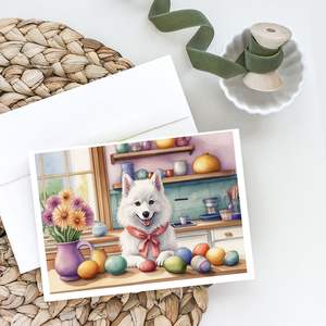 Whimsical A7 Size <b>5x7</b> American Eskimo Blank Note Cards Pack 8 with <b>Envelopes</b> for Easter Decor and Greeting - Product Image 2