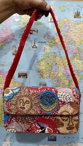 Women's <b>Square</b> Beaded Shoulder Bag Colorful Geometric Flap Purse - Product Image 2