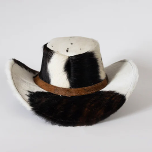 Chapeau de cowboy en cuir de vachette véritable avec poils, chapeau western pour femme, accessoires de mode pour adulte - Product Image 4