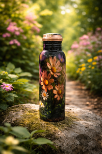 Creations Copper <b>Water</b> <b>Bottle</b> Hexagonal Pattern Portable Travel Drinkware Luxury Design Customized Reusable <b>Metal</b> <b>Bottle</b> - Product Image 5
