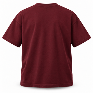 Camiseta de corte holgado color borgoña intenso, 280 g/m², algodón hilado en anillo de alto gramaje, lisa, estilo streetwear, para hombre, venta al por mayor, suministro a granel - Product Image 5