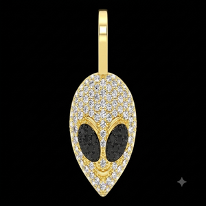 Collar con Colgante de Diamantes Naturales con Diseño de Cara de Extraterrestre, en Oro Sólido de 10K, Joyería Fina Moderna y Única, Personalizable, para Cumpleaños y Fiestas de Halloween - Product Image 6