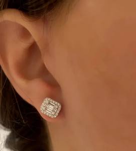 Pendientes de Diamantes Creados en Laboratorio, Joyería Fina, Plata de Ley 925, Oro Blanco Sólido de 14K y 18K, Pendientes con Halo de Ilusión - Product Image 5