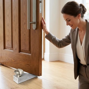 Contemporary Metal <b>Door</b> Catch with Crackle Glass Knob for Entry Use Durable Design - Product Image 4