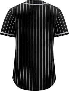Maillot de baseball rayé noir pour homme, manches courtes, boutons sur le devant, maille respirante, polyester, vêtements de sport, coupe régulière pour adulte - Product Image 2
