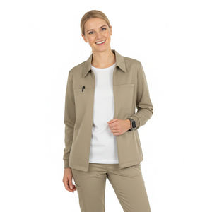 Chaqueta Médica Moderna Personalizada para Mujer, Uniforme de Enfermera de Hospital, Abrigo Térmico, Precio al por Mayor, Chaquetas Médicas con Cuello Camisero - Product Image 1