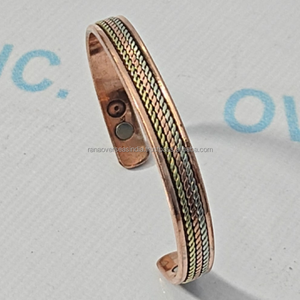 Bracelet magnétique ajustable en cuivre, trois couleurs, moderne et élégant, manchette ouverte pour thérapie de l'arthrite, énergie curative, écologique, personnalisable - Product Image 3