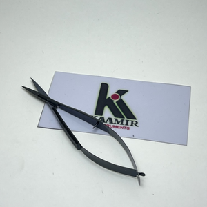 Ciseaux droits à ressort noir mat de qualité supérieure pour sourcils, cuticules et peaux mortes, marque privée, vente en gros - Product Image 1