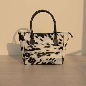 Bolso Tote de Cuero Vacuno Genuino Hecho a Mano con Pelo, Bolso de Hombro de Moda para Mujer, Verano Otoño, Bordado, Cierre Abierto LHTB-0104 - Product Image 4