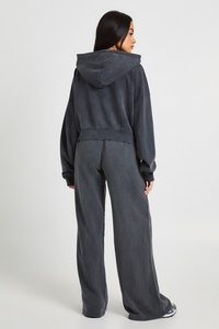 Pantalones de chándal anchos de cintura alta con cordón para mujer, color carbón, ajuste holgado informal, pantalones de descanso, joggers de pierna recta, venta al por mayor - Product Image 6