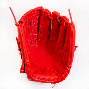Guantes de Béisbol de Cuero Rojo para Exteriores, al por Mayor, OEM, Duraderos, Transpirables, con Logotipo Bordado, para Jóvenes y Adultos - Product Image 4