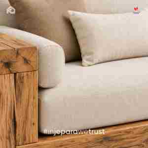 Sofá de Jardín Rústico de Madera de Teca Maciza con Cojines, Sofá Tradicional de Madera para Exteriores, para Patio, Villa, Resort, Hotel - Product Image 5
