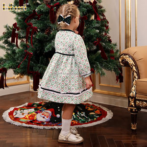 <b>Girls</b> Autumn Holiday Embroidered A-Line <b>Dress</b> Velvet Bow-100% Cotton Eco-Friendly Breathable ODM OEM Wholesale Children Clothing - Product Image 2