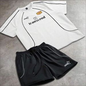 Ensemble de t-shirt et short de course 2 pièces pour homme, personnalisé, été, respirant, polyester/coton, streetwear, impression numérique, broderie, OEM - Product Image 1