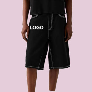 Shorts en denim brodés sur mesure, shorts baggy en denim pour hommes, style streetwear - Product Image 5