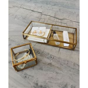 Custom Clear Glass Box with Gold Metal Edge <b>Vintage</b> Keepsake Storage Container Decorative Trinket Box for Wholesale Gift <b>Boxes</b> - Product Image 4