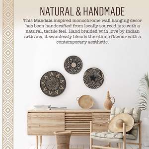 Panier mural tressé bohème fait main en jute naturelle, décoration murale prête à accrocher, style bohème pour salon et chambre - Product Image 6