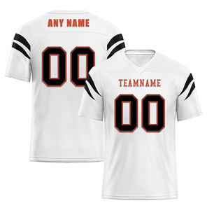 Camiseta de Fútbol Americano Personalizada, Blanca y Azul Marino, Cuello en V, Manga Corta, Impresión Sublimada, Absorbe la Humedad, Unisex, para Adultos, con Nombre y Número del Equipo - Product Image 3
