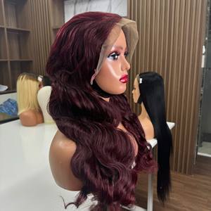 วิกผมมนุษย์จากเวียดนาม100% ผมลอนสีเบอร์กันดีหรูหรา - Product Image 1