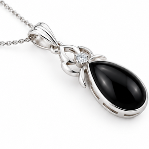 Pendentif en argent onyx noir, collier en onyx noir en forme de larme, pendentif en argent sterling 925, bijoux élégants en pierres précieuses, cadeau pour elle - Product Image 3