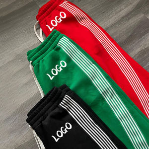 OEM Wholesale Unisex Fashion High Quality Streetwear Cotton French Terry Flare Sweat Side Stripe Pants For Men's - Product Image 2