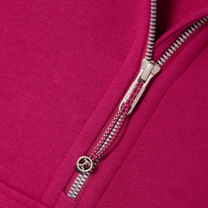 Sudadera con Capucha Rosa para Mujer, Manga Larga, Color Sólido, Forro Polar, Media Cremallera Frontal, Transpirable, Ropa Casual de Otoño - Product Image 4